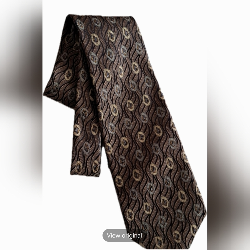 Robert Talbott Hand Sewn Finest Silk Classy Best of Class Brown Diamond Circles